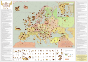 Carte des créatures mythiques d'Europe, par Giedrė Beconytė, Université de Vilnius